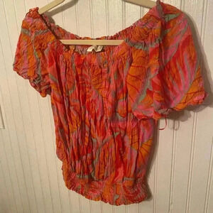 Cynthia rowley off shoulder tropical crop top